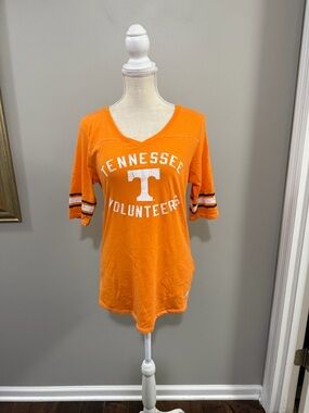 Russell Athletic Tennessee Volunteers Orange Short Sleeve V Neck Tee. Size L